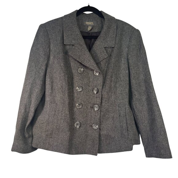 Lane Bryant Designs Womens Size 16 Double-Breasted Wool Blazer  Gray - Picture 1 of 9